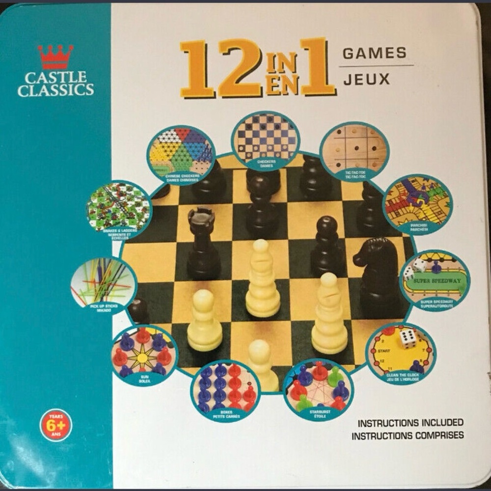 Castle Classics 12-in-1 Games in tin container